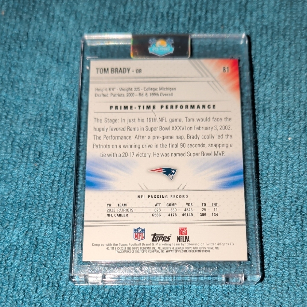 Tom Brady 2014 Topps Prime Time Performances Card #81 NM In Hard Shell - Picture 2 of 6
